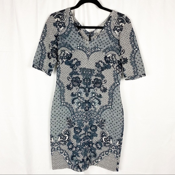 BARASCHI Anthropologie Paisley Print Navy Dress - Picture 2 of 7